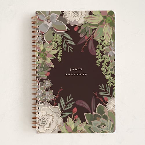 This is a mahogany journals with standard by Susan Moyal called wild succulents printing on premium cover stock in notebook