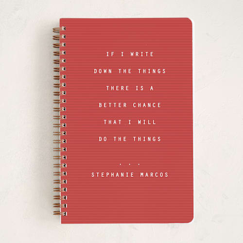 This is a cardinal journals with standard by Lea Delaveris called letterboard printing on premium cover stock in notebook