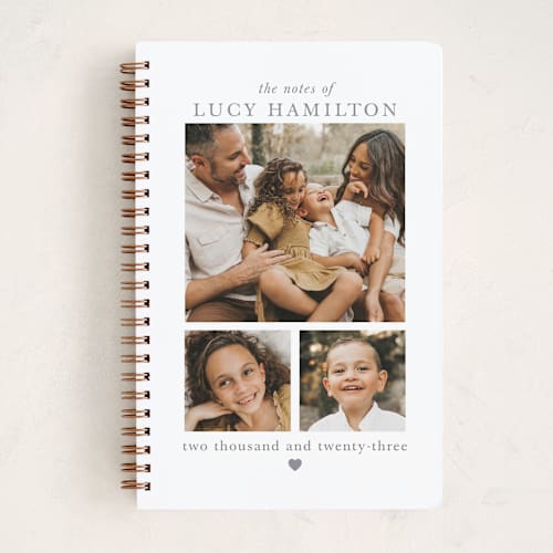 This is a pebble journals with standard by Hudson meet Rose called family notes printing on premium cover stock in notebook