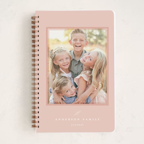 This is a coral journals with standard by Emily Betts called sweet frame printing on premium cover stock in notebook