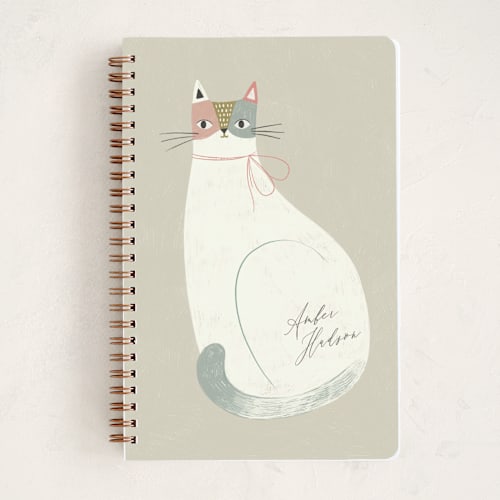 This is a clay journals with standard by Monika Torun called feline notes printing on premium cover stock in notebook
