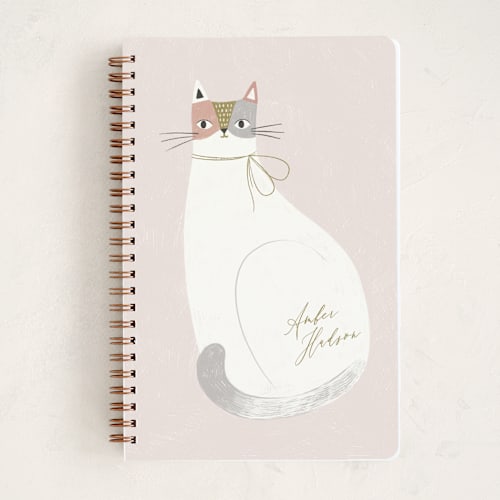 This is a blush journals with standard by Monika Torun called feline notes printing on premium cover stock in notebook