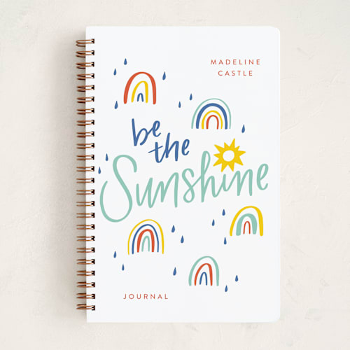 This is a aqua journals with standard by Erin German called be the sunshine printing on premium cover stock in notebook