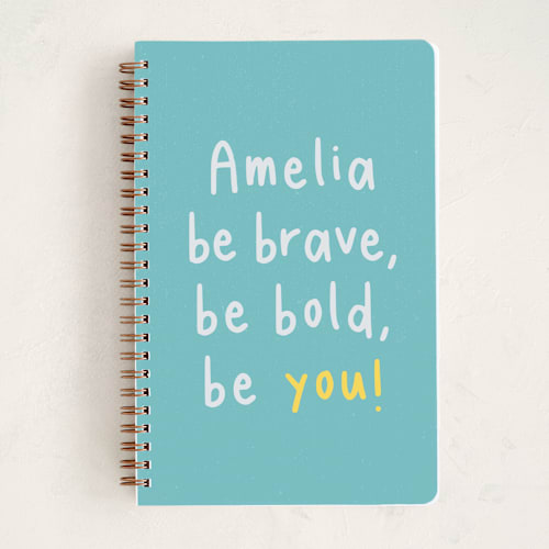This is a aqua journals with standard by Maria Alou called be you printing on premium cover stock in notebook