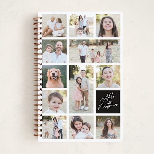 This is a noir journals with standard by 2birdstone called family collage printing on premium cover stock in notebook