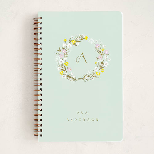This is a mint journals with standard by Ana Sharpe called floral monogram printing on premium cover stock in notebook