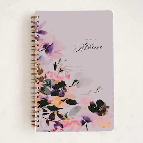 This is a lavender journals with standard by Lori Wemple called botanique printing on premium cover stock in notebook