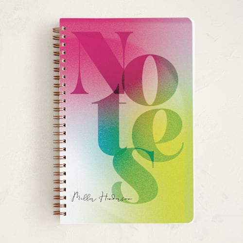 This is a neon rainbow journals with standard by Anna Elder called neon notes printing on premium cover stock in notebook