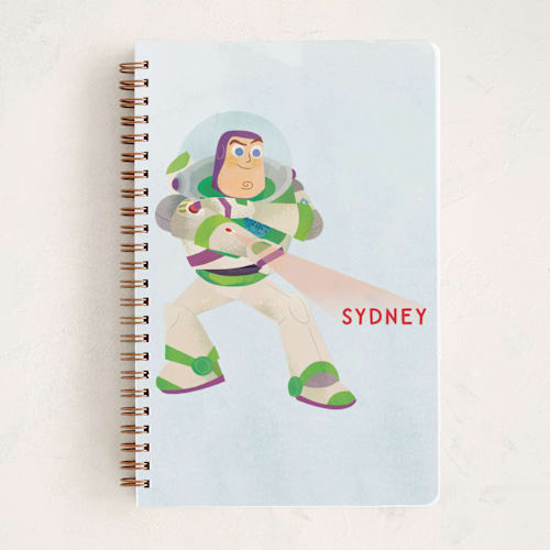 This is a cobalt journals with standard by Lori Wemple called disney and pixar buzz's laser printing on premium cover stock in notebook
