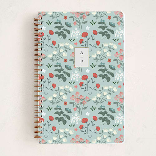 This is a teal journals with standard by Elizabeth Bishop called windermere garden printing on premium cover stock in notebook