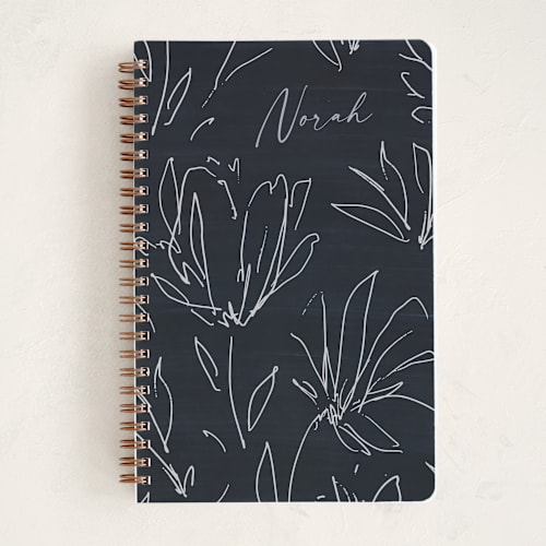 This is a indigo journals with standard by Meggy Masters called floral sketch printing on premium cover stock in notebook