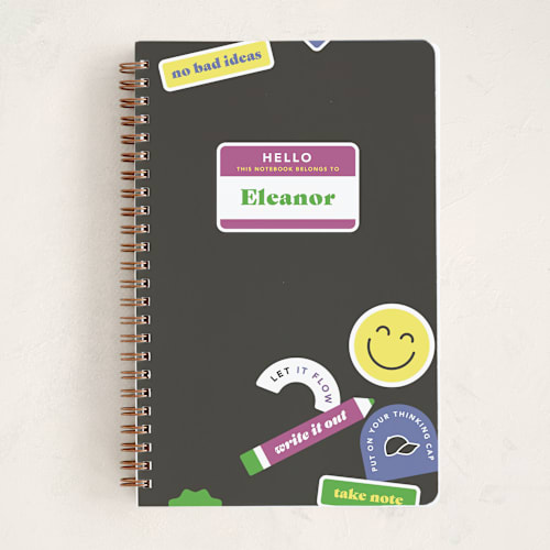 This is a chalkboard journals with standard by Hilary Buchanan called sticker pack printing on premium cover stock in notebook