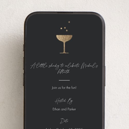 This is a midnight online birthday invitations by mo kelley called a little shindig printing on digital paper in standard