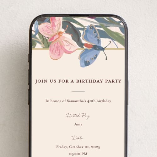This is a sunshine online birthday invitations by Teju Reval called magical garden printing on digital paper in standard