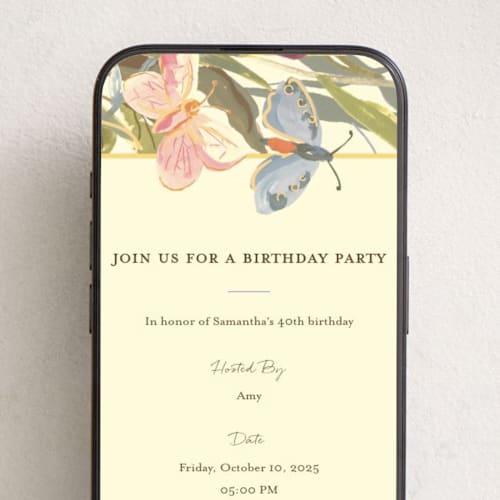 This is a citrus online birthday invitations by Teju Reval called magical garden printing on digital paper in standard