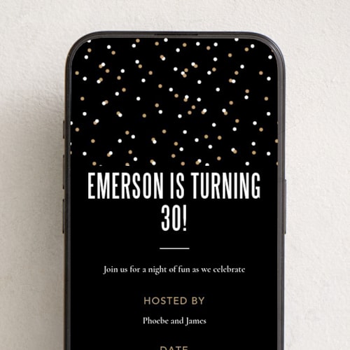 This is a onyx online birthday invitations by Robert and Stella called statement printing on digital paper in standard