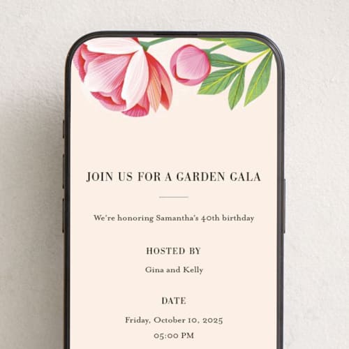 This is a cream online birthday invitations by Laura Moyer called a garden gala printing on digital paper in standard