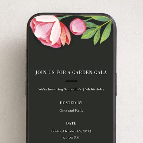 This is a charcoal online birthday invitations by Laura Moyer called a garden gala printing on digital paper in standard
