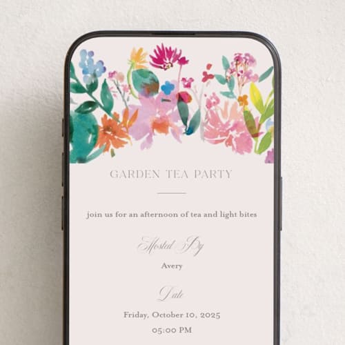 This is a orchid online birthday invitations by Lori Wemple called garden tea printing on digital paper in standard
