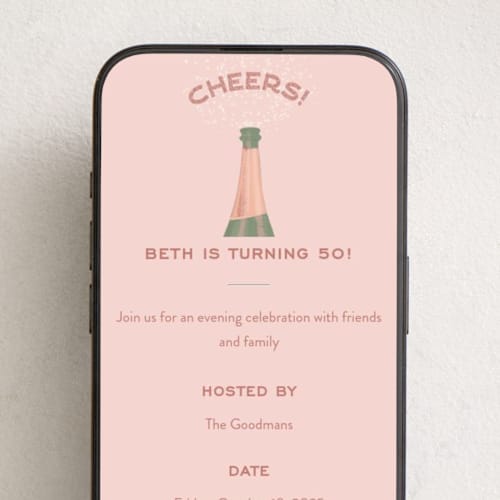 This is a rose online birthday invitations by Julie Hebert called let's cheers! printing on digital paper in standard