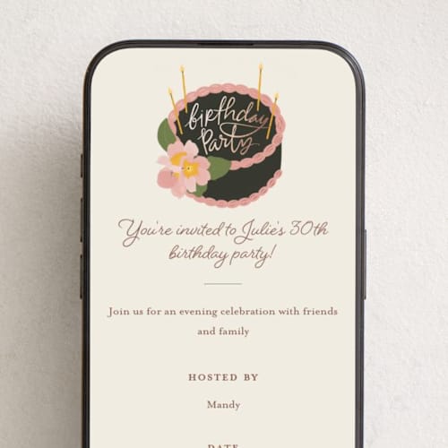 This is a cream online birthday invitations by Vera Lim called floral cake printing on digital paper in standard