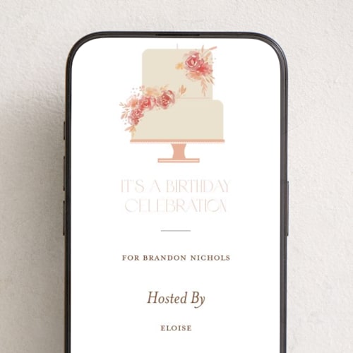 This is a peach online birthday invitations by Hudson meet Rose called a cake to celebrate printing on digital paper in standard