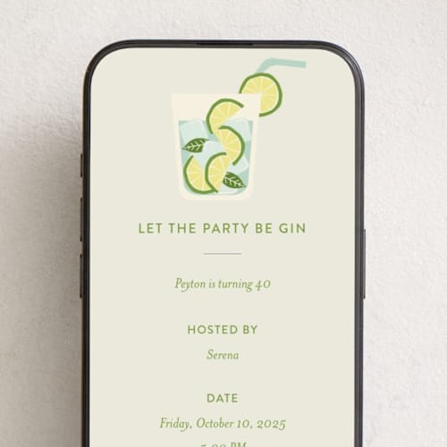 This is a icy lime online birthday invitations by Kampai Designs called be gin printing on digital paper in standard