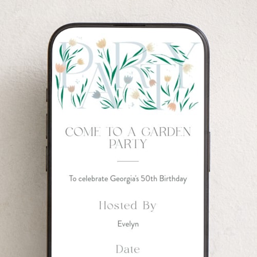 This is a periwinkle online birthday invitations by Angela Thompson called blooming  party printing on digital paper in standard
