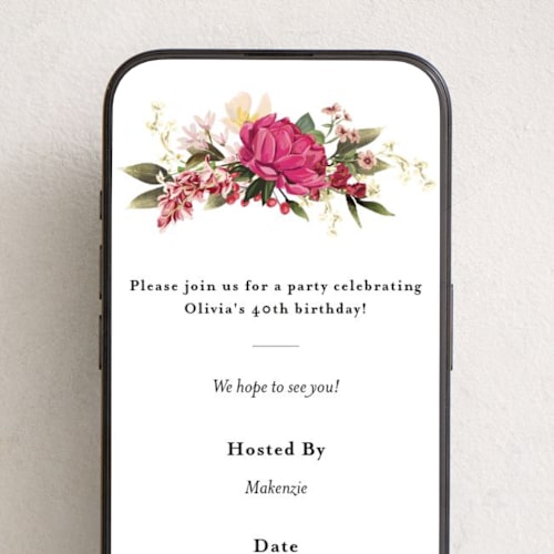 This is a magenta online birthday invitations by Susan Moyal called lush printing on digital paper in standard