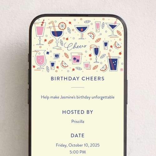 This is a beige online birthday invitations by Anastasia Makarova called partner in wine printing on digital paper in standard