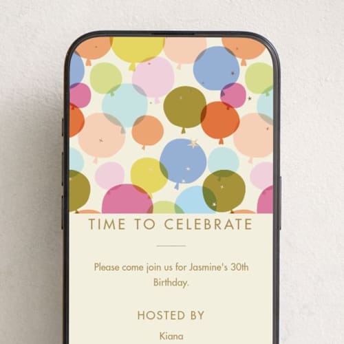 This is a balloon online birthday invitations by Ellen Schlegelmilch called balloon party printing on digital paper in standard