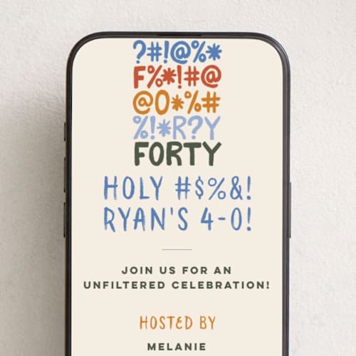 This is a eggshell online birthday invitations by 2birdstone called f is for forty printing on digital paper in standard
