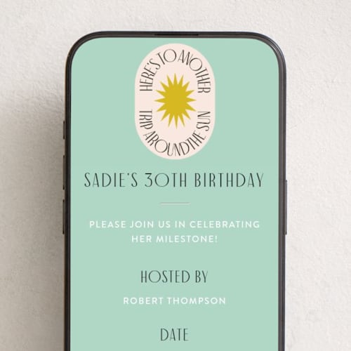 This is a pool online birthday invitations by Morgan Kendall called around the sun printing on digital paper in standard