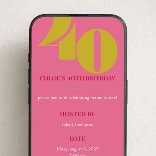 This is a lemon online birthday invitations by Morgan Kendall called bold 40 printing on digital paper in standard