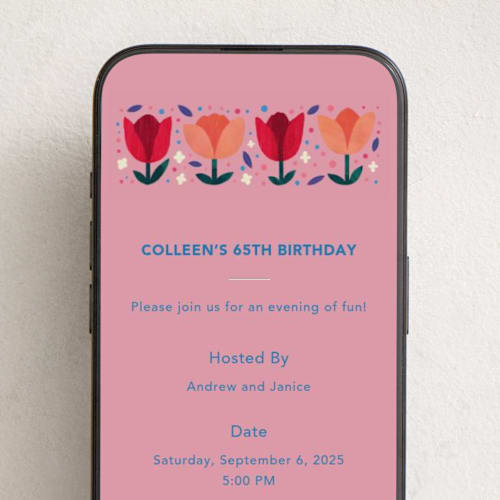 This is a petal online birthday invitations by Diana Branzan called red and orange floral birthday printing on digital paper in standard