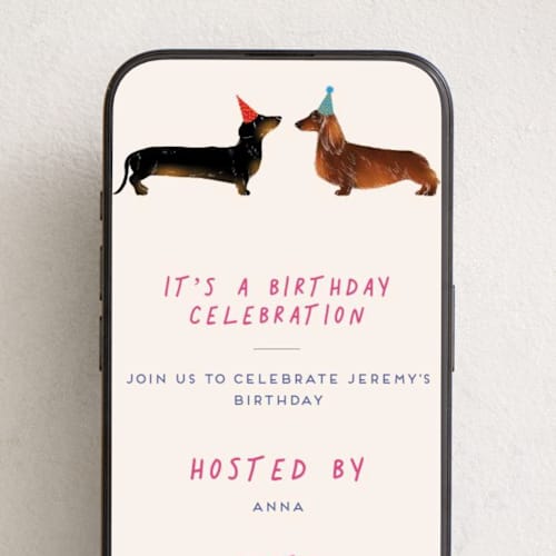 This is a candy online birthday invitations by Alexandra Dzh called cute dogs printing on digital paper in standard