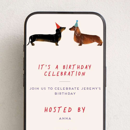 This is a berry online birthday invitations by Alexandra Dzh called cute dogs printing on digital paper in standard