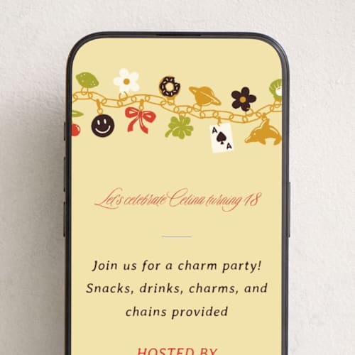 This is a salted butter online birthday invitations by Sam Dubeau called charm party printing on digital paper in standard