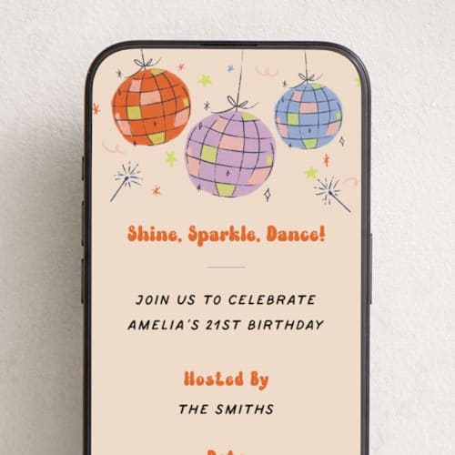 This is a papaya online birthday invitations by Vera Lim called disco fever printing on digital paper in standard