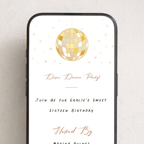 This is a light online birthday invitations by Jennifer Lew called disco printing on digital paper in standard