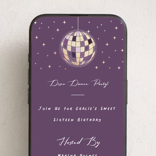 This is a twilight online birthday invitations by Jennifer Lew called disco printing on digital paper in standard