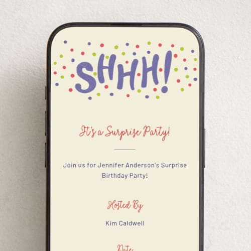 This is a grape online birthday invitations by Sharon Sommerhalter called shhh...it's a surprise printing on digital paper in standard