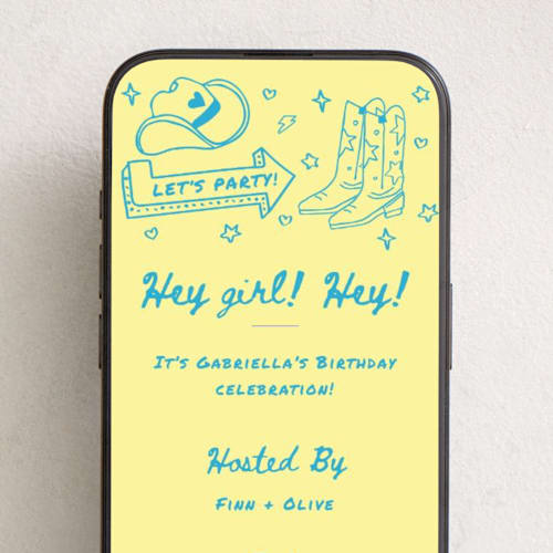 This is a lemonade online birthday invitations by Jennifer Lew called cowboy club printing on digital paper in standard