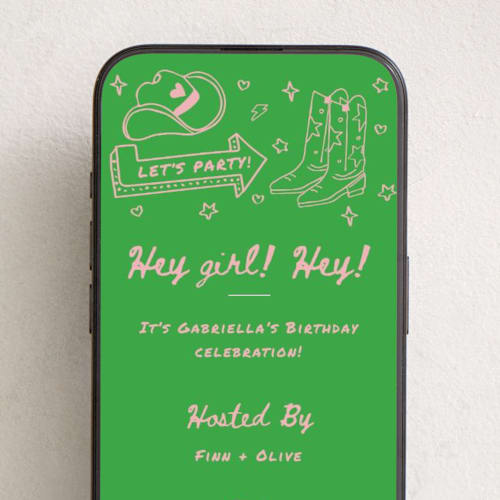 This is a watermelon online birthday invitations by Jennifer Lew called cowboy club printing on digital paper in standard