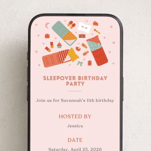 This is a tangerine online birthday invitations by Ester Bernaldo de Quiros called sleepover party printing on digital paper in standard