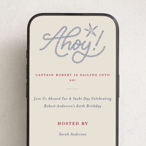 This is a marina online birthday invitations by Claudia Orengo called ahoy printing on digital paper in standard