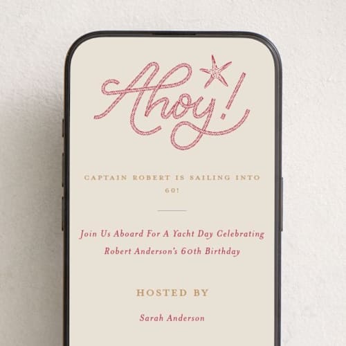 This is a regatta online birthday invitations by Claudia Orengo called ahoy printing on digital paper in standard