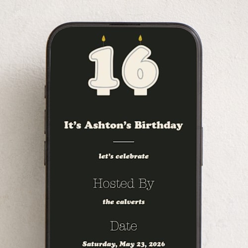 This is a noir online birthday invitations by Baumbirdy called sixteen candles printing on digital paper in standard