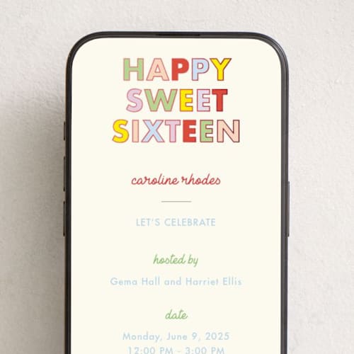 This is a lemondrop online birthday invitations by Baumbirdy called sweet sixteen printing on digital paper in standard