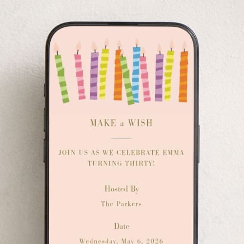 This is a bubblegum online birthday invitations by Elizabeth Bishop called make a wish printing on digital paper in standard
